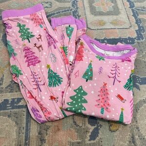 Little Sleepies Pink and Purple Girls Christmas Pajama Set